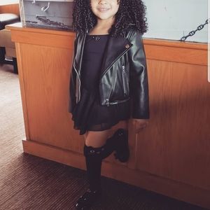 Fur lined faux leather jacket size Medium.